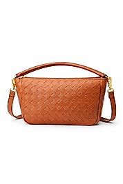 Taba Örgü Desenli Kadın Omuz ve El Çantası